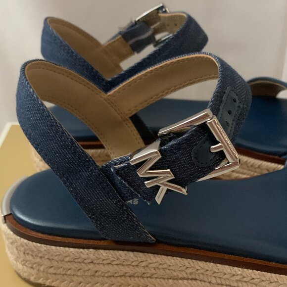 MICHAEL KORS Richie Denim Espadrille Strappy Sandals in Medium Blue Wash Sz 7.5M - Picture 4 of 6